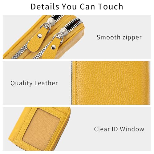 Image of RNIEGA Credit Card Holder Wallet RFID Blocking Leather Small Wallet for Women Double Zipper Wallet with ID Window