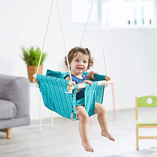 HAPPY PIE PLAY&ADVENTURE Secure Canvas Hanging Swing Seat Indoor Outdoor Hammock Toy for Toddler (Bright Green) - Thumbnail 6