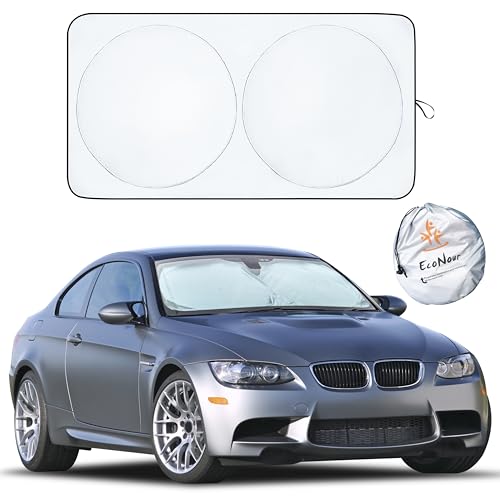 Car Windshield Sun Shade for Small Vehicles | Reflective Sunshade for Ultimate Protection | Overlapping Design | Medium Size (64x32 inches)