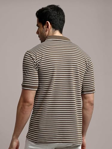 Image of GRECIILOOKS Men Cotton Striped Regular Fit Polo Plain Casual for Stylish Half Sleeve T Shirt