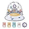 Baby Play Gym Mat, Baby Gym Activity Center, Kick and Play Piano with Music and Light, Tummy Time Toys for Newborn Babies Infants Boys Girls 0-3-6-9-12 Months (Grey)
