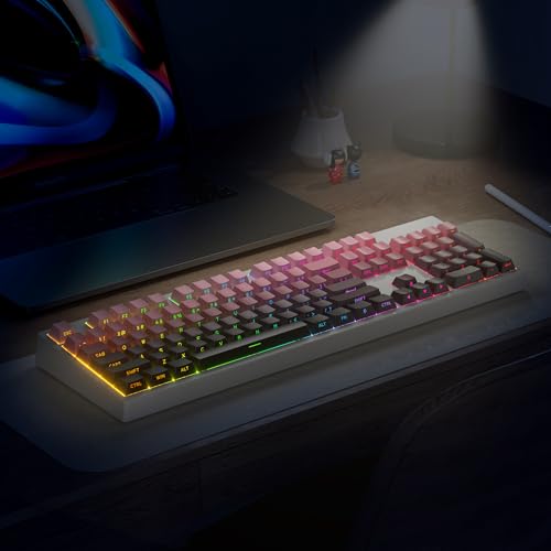 Image of PBT Gradient Red Keycaps Side Printed Set Shine Through Cherry Profile Double Shot Custom Minimalist Style for Mechanical Keyboard (Dark Plum)