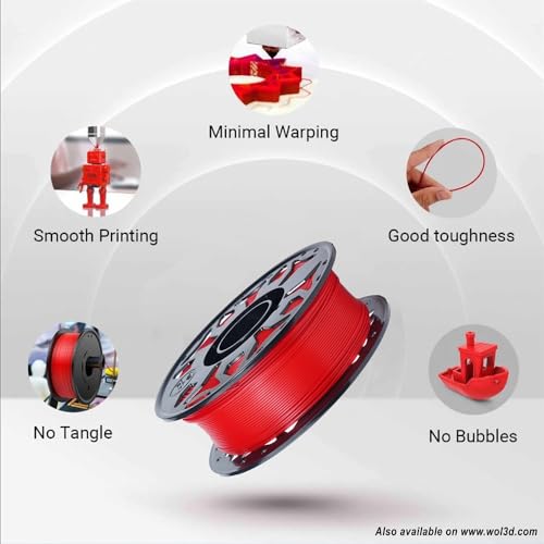 Image of WOL3D 1kg 2026 PLA PRO+ 3D Printing Filament - Improved Formula for Enhanced Strength & Flexibility, (Candy Red), Eco-Friendly, Compatible with Most FDM 3D Printers, Made in India.