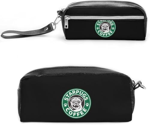 パグ ペンケース 大容量 筆箱 多機能 おしゃれ レザー 革 ペンポーチ 男の子 女の子 子供 シンプル ツール 高校生 大学生 社会人用 中小学生