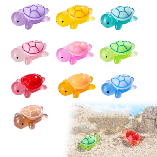 JYXNU 30 Pièces Mini Tortues Lumineuses en Résine Figurines de Tortue Multicolore pour Micro Paysage DIY Décoration de Jardin Maison Plantes en Pot et...