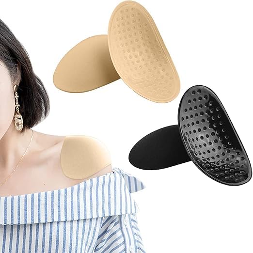 Shoulder Pads for Women Clothing Soft Silicone Anti Slip Shoulder Push up Pads Reusable Invisible Adhesive Shoulder Enhancer Pads for Unisex (1 Pair) Multi-Color-image-0