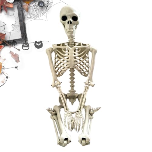 Esqueleto realista de 91 cm móvil y articulado, ideal para decorar fiestas de terror 2