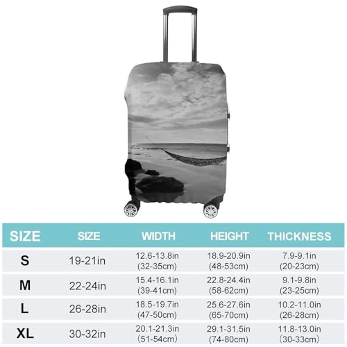 Black And White Beach Luggage Cover, Washable Elastic Suitcase Cover Protector Fit 18-32 Inch Luggage2