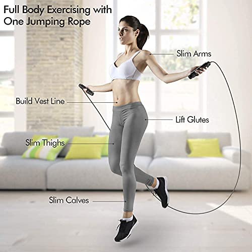 Image of FirstFit Jump Rope Tangle-Free Rapid Speed Jumping Rope Cable with Ball Bearings for Women, Men, and Kids, Adjustable Steel Skipping Rope with Foam Handles for Gym Fitness with Pair of 120gm Weight - Assorted Color