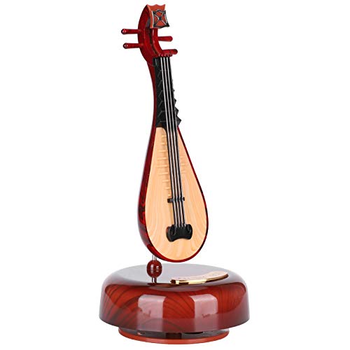 Caixa de música giratória alaúde instrumento musical mini ornamento musical decoração de artesanato