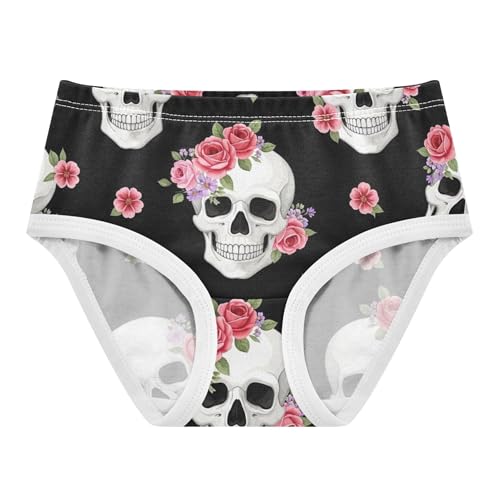 Girls Underwear Toddler 2t Cotton Panties for Girl Flower Underpants Briefs White Skulls Pink Floral Flowers