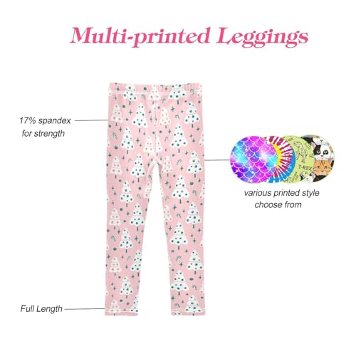 CaTaKu Girls Leggings Candy Cane Cute Trees Leggings for Girls Kids Athletic Workout Yoga Pants Size 4-10T4