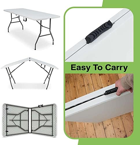 SA Products 6ft Heavy Duty Folding Table - Portable & Compact Foldable Table - Ideal Folding Table for Picnic, Garden, Camping Table, Pasting, Crafting, Party, Market - H183cm x W76cm x H72cm