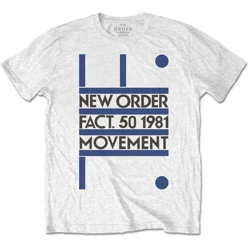 New Order T Shirt Movement Fact 50 1981 Band Logo Official Mens White S