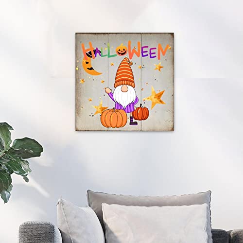 Décoration murale moderne en bois Halloween avec étoiles
