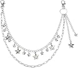 Star Vintage Hosen Jeans Kette Gürtel für Frauen Stern Gürtel Geschichtete Tasche Zubehör Hip Hop Pocket Punk Goth Geldbörse Taillenkette Körperzubehör für Frauen Mädchen, S, Metall