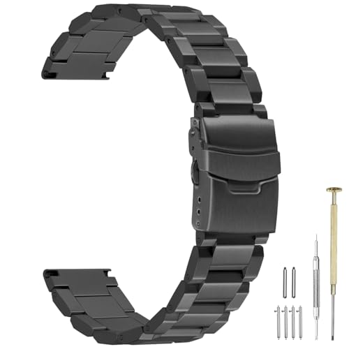 Bracelet montre ingénieur acier inoxydable 20 mm noir mat dégagement rapide à vis