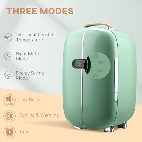 Homcom Portable Skincare Fridge, 12L Mini Fridge For Bedroom, Office, Dorm And Car, Thermoelectric Cooler And Warmer Refrigerator For Beauty, Makeup And Cosmetics, Green #TOP4