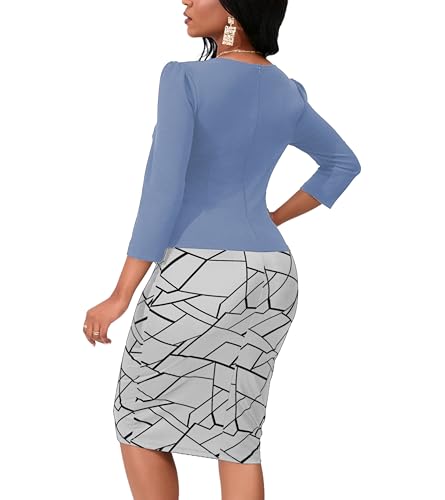 Image of Yajedo Women's Reto Bodycon Midi Dresses 3 /4 Sleeve Church Wear to Work Business Pencil Dress