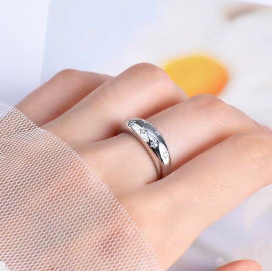 JIHANNA 7 Stone Moissanite Rings for Women Bezel Set Wedding Bands Sterling Silver Rings with D Color VVS1 Moissanites Anniversary Rings for Her - Image 5