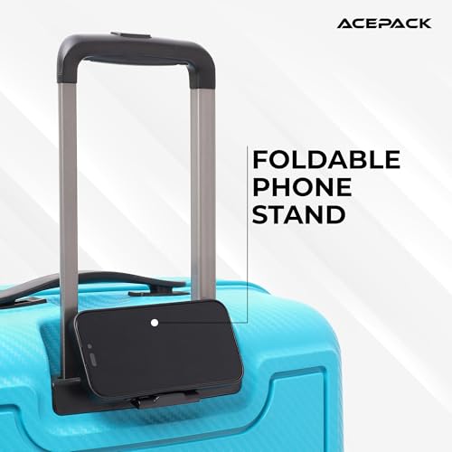 Image of ACEPACK Carbon 58 cm Small Cabin Size Hard-Sided Luggage Trolley Bag - Lightweight & Durable Polypropylene Suitcase with Anti-Theft Zipper & Number Lock for Travel (20, Teal)
