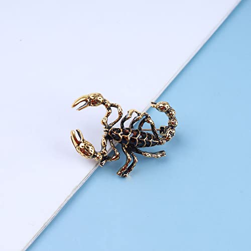 Image of Scorpion Enamel Pin Black Gold Scorpion Insect Brooch Personality Corsage Bouquet Lapel Pin Scarf Shawl Decoration Accessories for Women Men