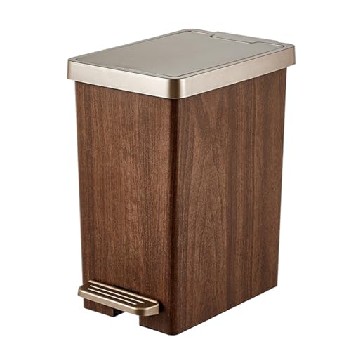 Cubo de Basura con diseño de veta de Madera, con Doble Apertura y Tapa, Ideal for Cocina, Dormitorio, Oficina, baño.(33.5 * 27.5 * 18.5cm)