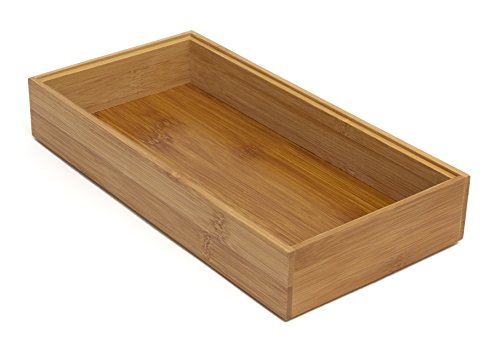 Lipper International 8185S Caixa organizadora de gaveta empilhável de madeira de bambu, 15 x 30 cm