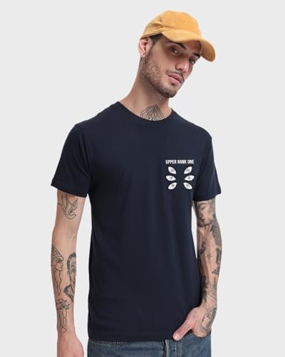 Image of Bewakoof Men's Kokushibo Graphic Print Cotton T-Shirt- Regular Fit, Round Neck, Half Sleeves 582457 Blue XL