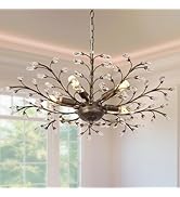 WillWant Branch Crystal Chandelier,Vintage Farmhouse Chandelier,Tree Branch Chandeliers for Dinin...