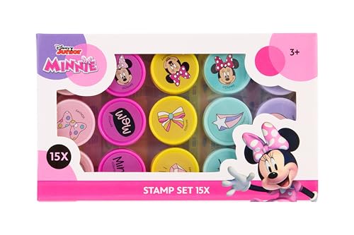 Disney Conjunto de selos Minnie Mouse, 15 peças, conjunto de trabalhos manuais para crianças com 15 selos, conjunto de selos a partir dos 3 anos, produto licenciado júnior