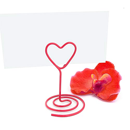 EinsSein 12x Supports pour numéro de Table cœur câblé Set Petit Rouge Marque Place Mariage Marques Places Carte marqué Cartes Decoration Mariage Table...
