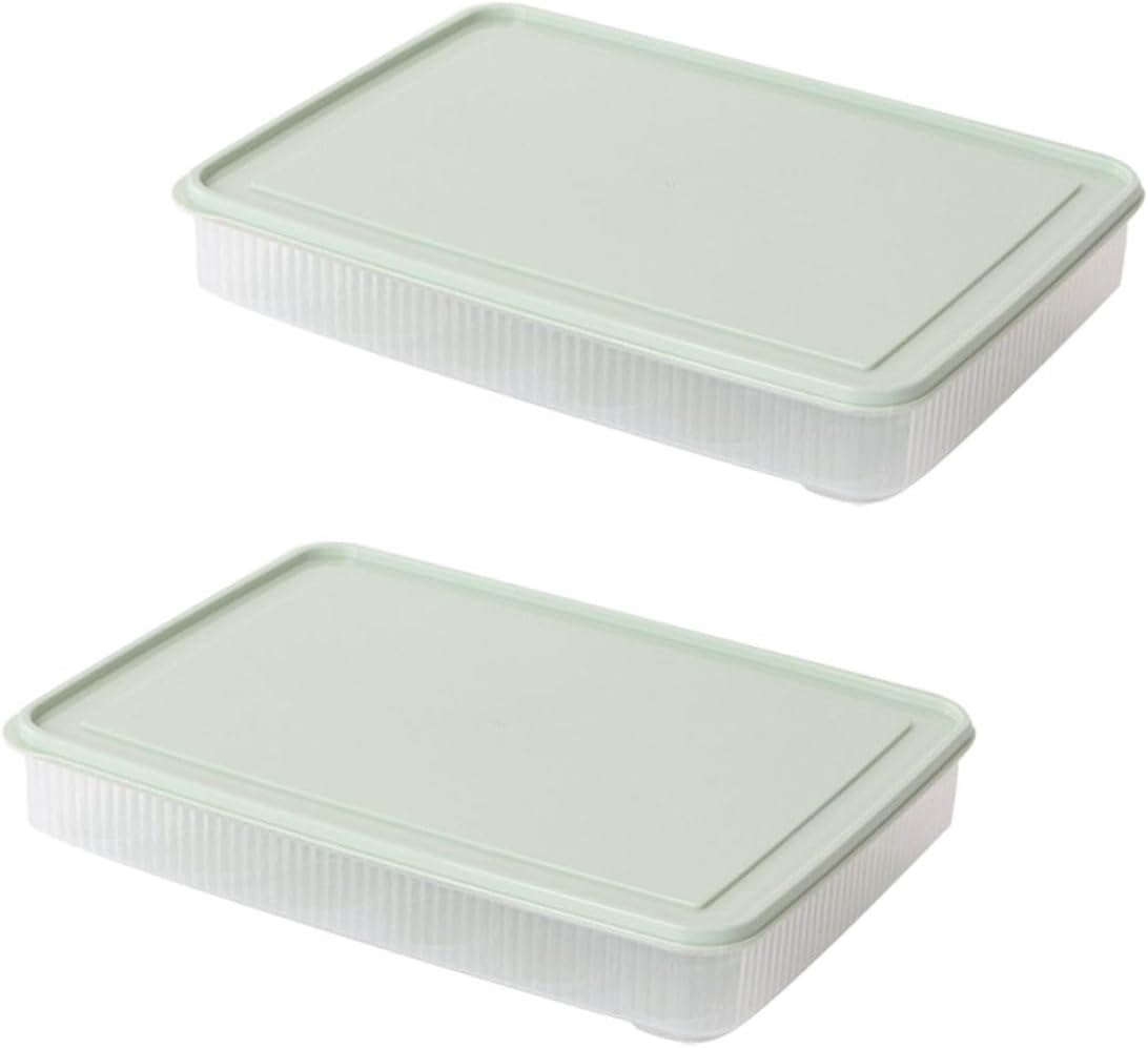 jojofuny 2pcs Transparent Storage Box Stackable Holder Lid for Fridge Safe Container for Kitchen Pantry Camping and Picnic Use