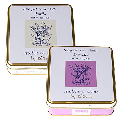 Mother's Shea by Eu'Genia Shea Butter (Vanilla & Lavender, 2 Pack) 100% Pure Raw Unrefined African Shea - Organic, Sustainably-Sourced Ingredients - Natural Skin & Hair Care, 6 oz Each