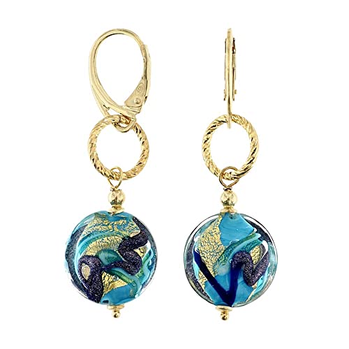 Venetiaurum - Boucles d'oreilles longues pour femme en verre de Murano et argent 925 - Bijou certifié Made in Italy