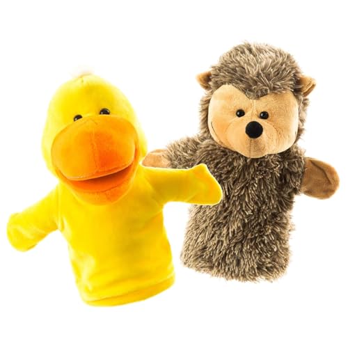 Image of Animal Hand Puppets Set for Kids & Adults - 12.5" Premium Quality Soft Plush Toys with Movable Mouths - Perfect for Storytelling, Teaching, Preschool, Role-Play - Durable, Vibrant, Educational Puppets