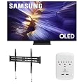 Samsung QN55S90FAFXZA 55 Inch 4K OLED Smart TV with a Walts FIXED-MOUNT-43-90 TV Mount for 43"-98" TVs and Amber Protection 3-Outlet-Surge Surge Protector (2025)