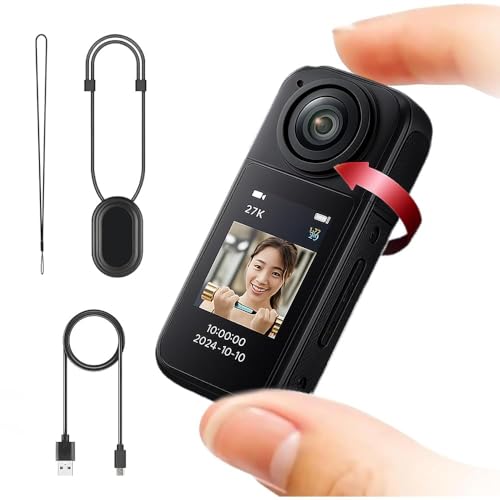 Image of Golens 2.7K Mini Action Camera with Audio Recording, 180 Rotatable Lens, WiFi App Control, Magnetic Neck Mount, HD Display | Thumb Size Wearable Body Cam for Travel, Cycling, Vlogging AC01B