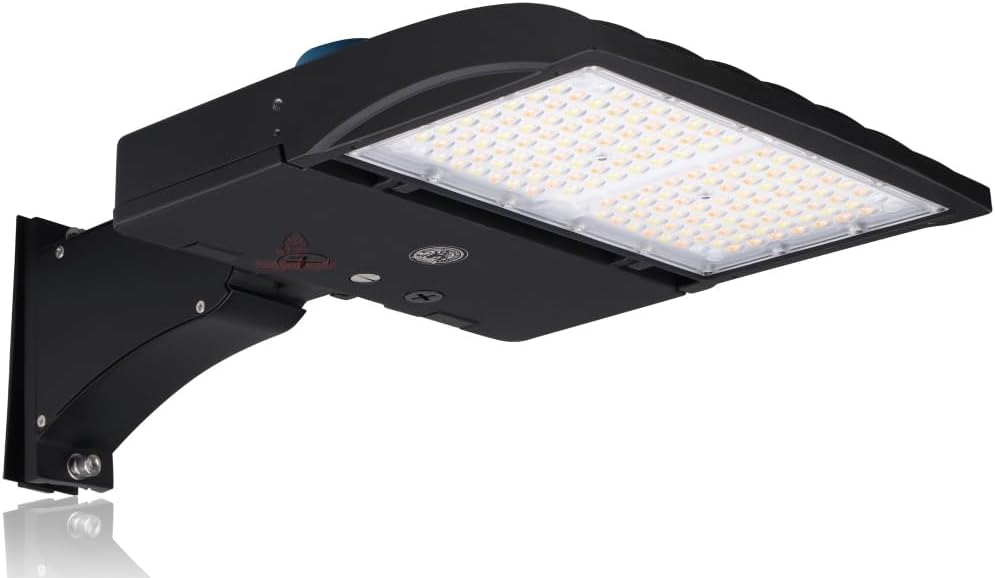 RuggedGrade NextGen IV 150W LED Parking Lot Light - 22,500 Lumens - Color Selectable 3000K/4000K/5000K - Arm Mount with Photocell - Black Housing - Commercial LED Shoebox Light - DLC 5.1 Premium