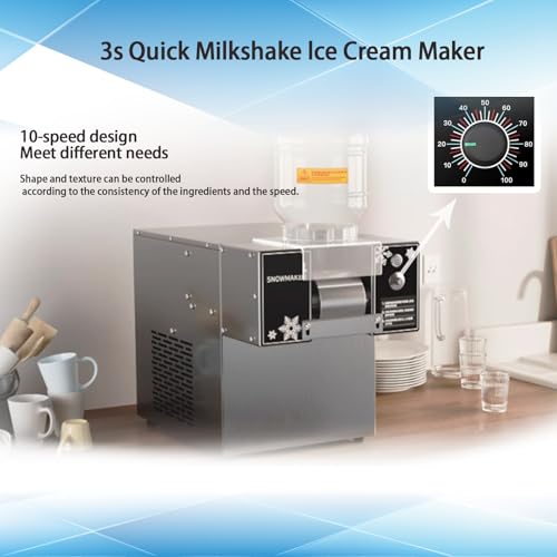 Commercial Snowflake Ice Maker Machine, Automatic Stainless Steel Ice Shaver for Shaved Ice, Snow Cones, Air Cooling System - Ideal for Bakery & Cafe (120KG)