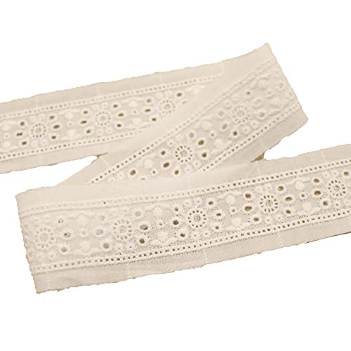 Laceking2013 Premium Quality Off White Embroidery Scalloped Cotton Floral Ladder Eyelet Lace Trim By 3 Yards 1.2 Inches Wide Sh18 #TOP15