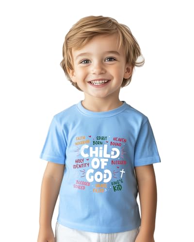 Image of Christian T-Shirts Child of God Shirt Kids Toddler Cute Girls Boys Short Sleeve Tops Graphic I'm A Child of God Tee 2-8 Years