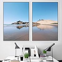 2 Piece Framed Canvas Wall Art Coastal Scenery Canvas Prints Home Artwork Decoration for Living Room,Bedroom - 16