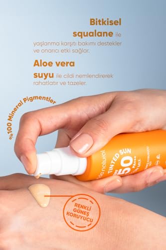 Image of Bade Natural Tinted Mineral Sunscreen SPF 50 - Lightweight Facial Sunscreen Milk with Zinc Oxide, Aloe - Broad Spectrum UVA /UVB Protection - 1 fl oz