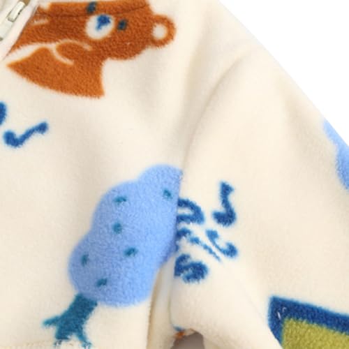 Kid Boys Girls Cartoon Fleece Hooded Jacket Coat Zipper Up Overcoat Spring Fall Thick Clothes 5