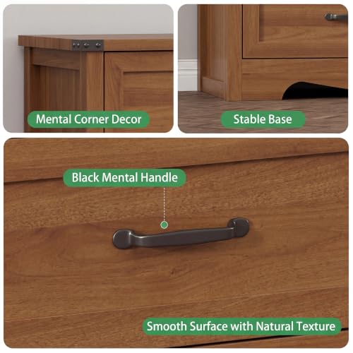 Image of Xixini Dresser for Bedroom with 6 Drawers, 54 inch Wide Wood Chest of Drawers with Mental Handle, Modern Dresser TV Stand, Wooden Closet Storage Organizer for Living Room, Hallway, Entryway, Walnut