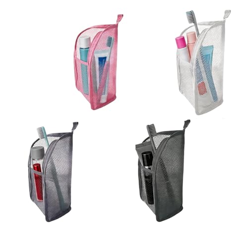 Standing Toiletry Bag 4 Pack Portable Lightweight Toiletry Bag for Travel EVA Mesh Large Capacity Waterproof Toiletries Organizer Travel Essentials for Women Men (Black+Pink+White+Grey)