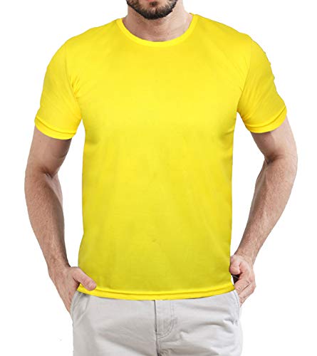 Miracle(Tm) Neon Compression High Visiblity T Shirt - Wicking Short Sleeve Men Compression Shirt Yellow (L)