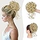 Sofeiyan Haarteil mit Gummiband Gelockt Dutt Haarteil Mit Haaren Hochsteckfrisuren Synthetisch Messy Bun Haar Tousled Updo Haarteile für Damen, Helle Aschblond