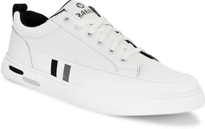 Trending Fashionable Synthetic Casual Outdoor Sneakers - White Shoes | Finest Sneakers for Men | Perfect Blend of Comfort, Durability, and Contemporary Design for Fashion